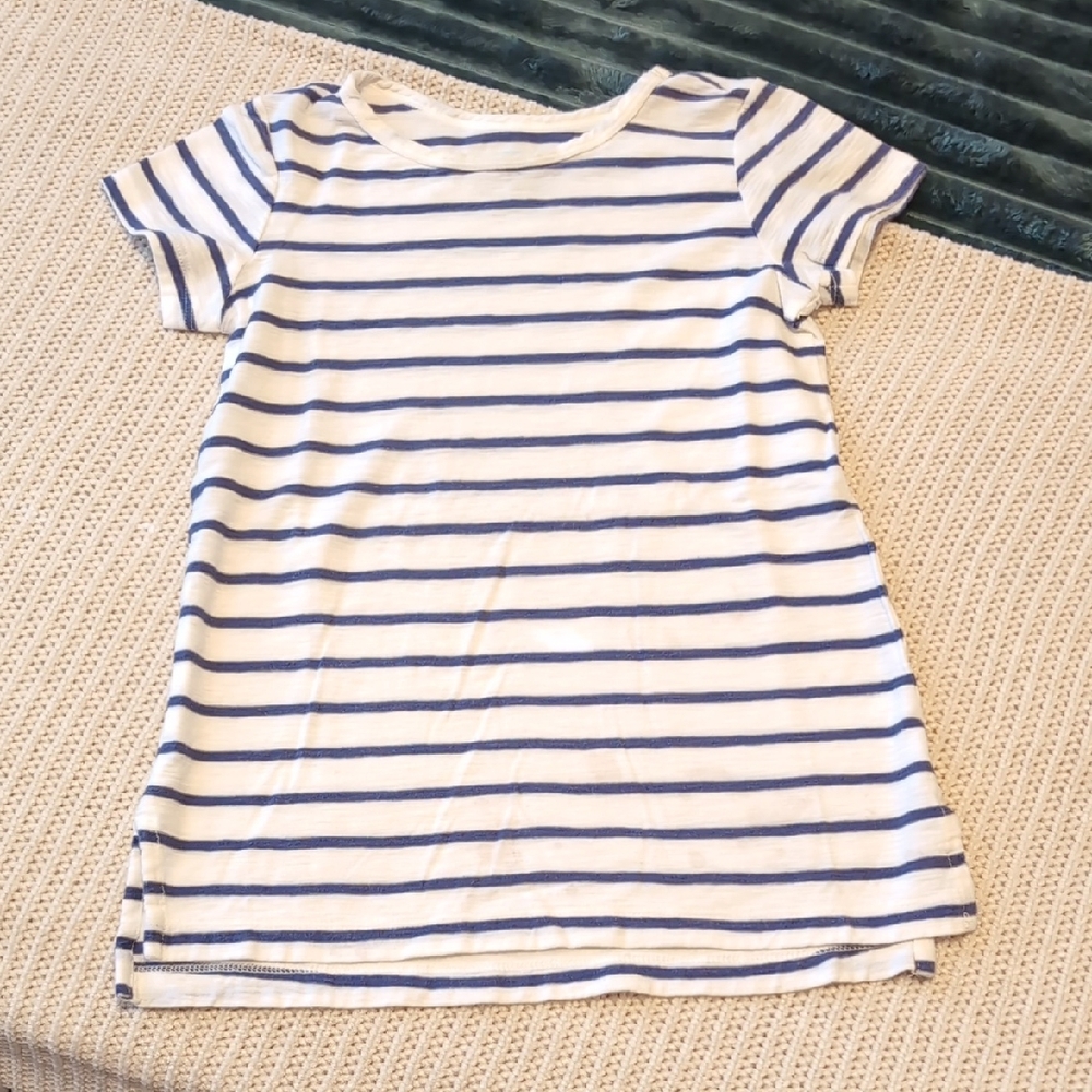 Primary Blue and White Striped Short Sleeve "Legging Tee" Size 6-7